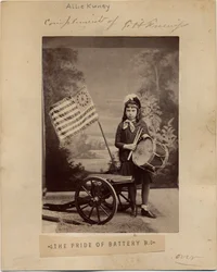 Allie Kunie, in costume as the girl from the poem The Pride of Battery B, by Frank H Gassaway